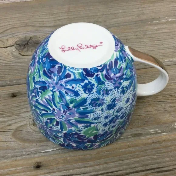 Lilly Pulitzer Ceramic Mug Blue Purple Green Floral Coffee Tea Cup 12 oz - Picture 7 of 8